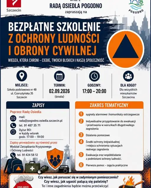 Bezpłatne szkolenie z ochrony ludności w Szczecinie – już 2 września