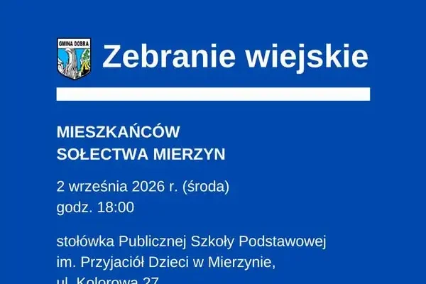 Zebranie wiejskie w Mierzynie – mieszkańcy zdecydują o funduszu sołeckim