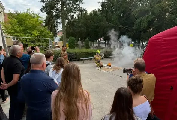 Szkolenie OLiOC w IV LO: mieszkańcy Gumieniec uczyli się gasić pożary