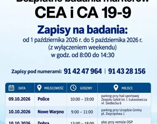 Powiat Policki kontynuuje akcję „Po Zdrowie z Powiatem Polickim” – bezpłatne badania markerów nowotworowych