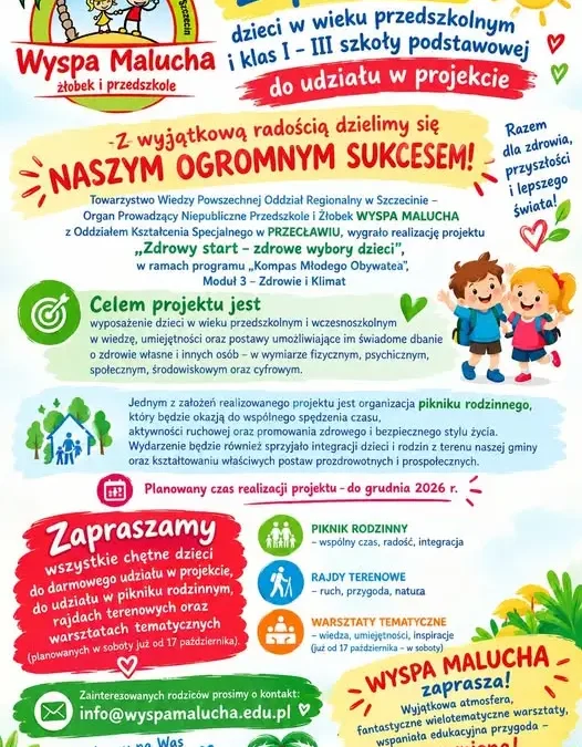 Bezpłatny projekt „Zdrowy start – zdrowe wybory dzieci” dla najmłodszych z gminy Kołbaskowo
