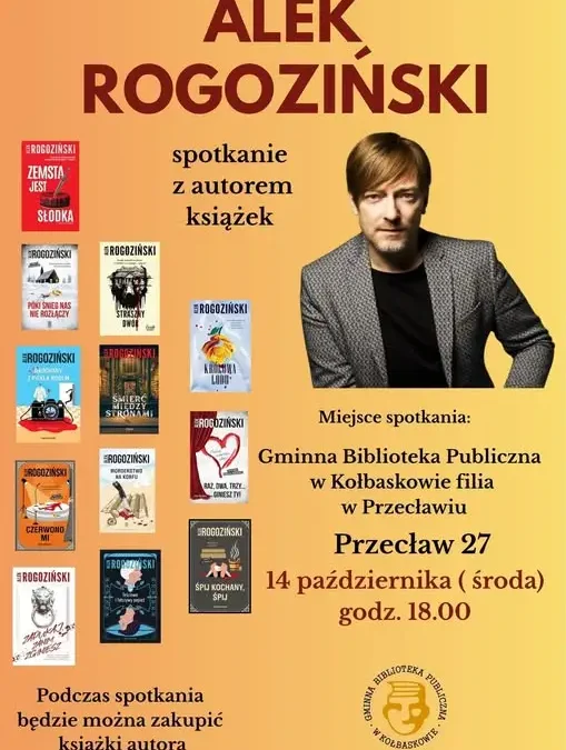 Spotkanie autorskie z Alkiem Rogozińskim w bibliotece w Przecławiu